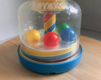 Vintage Playskool Pop N Spin Top Push Pump toddler toy 1991