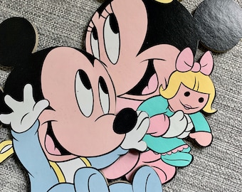 vintage Mickey and Minnie mouse wall hanging nursery decor