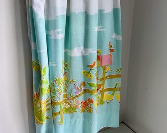 Vintage flat sheet with pond scene twin sized