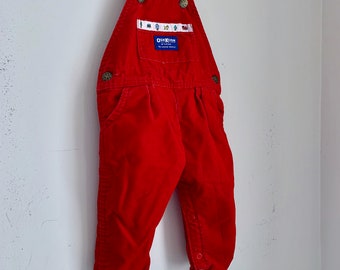 Vintage overalls Osh Kosh red corduroy 12 months lined