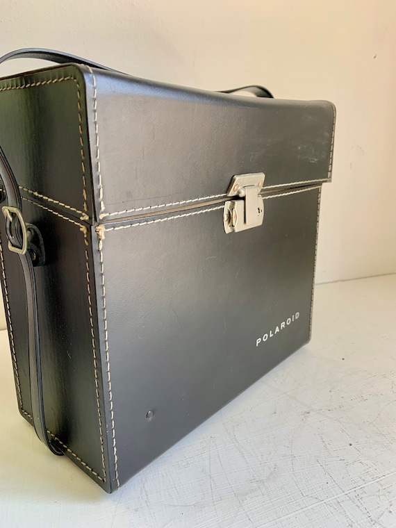 Polaroid 180 ハードケース ストラップ付き Vintage Polaroid Camera Case Black Leather With Strap - Etsy