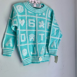 Vintage novelty sweater 3t mint and white Miniwaves