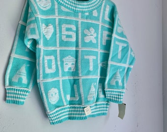 Vintage novelty sweater 3t mint and white Miniwaves