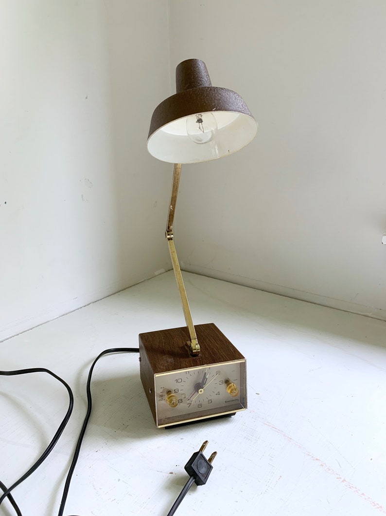 Vintage Tensor Desk Lamp With Clock Brown