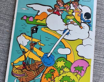 Vintage Playskool Peter Pan frame puzzle Walt Disney Made in USA