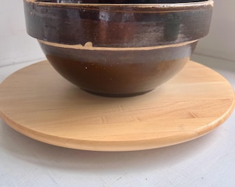 Antique stoneware salt glaze bowl brown mixing bowl 10 "