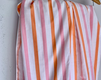 Vintage twin sheet set pink and orange striped flat and fitted