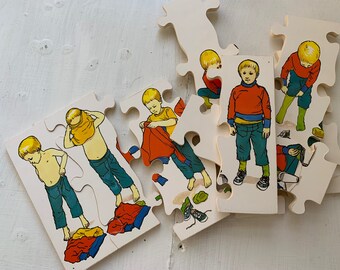 Vintage wooden puzzle play plus habilliment getting dressed