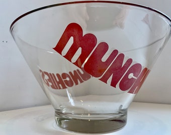 Vintage glass bowl with Munchies type