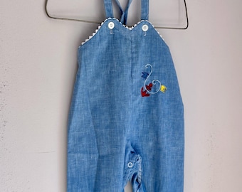Vintage girls overalls sailor rick rack 18 - 24 months
