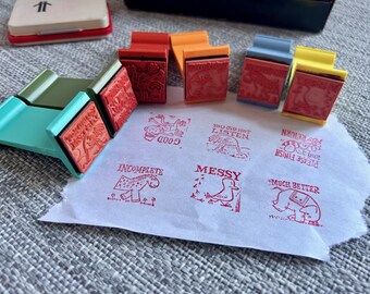 vintage set of Gemini rubber stamps Set of 6 with stamp pad