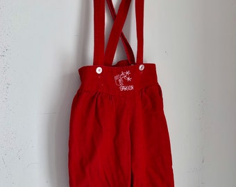 Vintage girls sasson knickers high waist with suspenders red corduroy 18 to 24 months