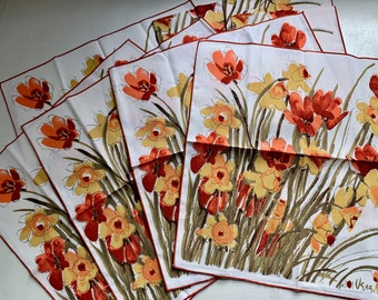 Vintage Vera Neumann napkins set of 12 daffodils