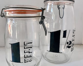 Vintage Triomphe Liter glass canisters French