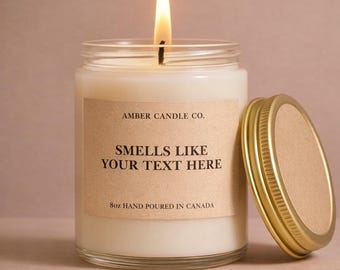 Bougie personnalisée | Bougie avec nom personnalisé | Cadeau texte personnalisé | Bougie de soja | Cadeau de mariage | Cadeau d'anniversaire | Bougie drôle | Fait main au Canada