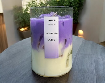 Lavender Latte Candle | 16 Oz Soy Wax Candle with Gel Ice