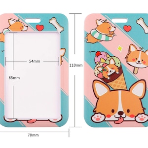 Kawaii Corgi ID Badge Holder and Lanyard