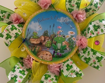 Cute Frog Summer Door Wreath New Handmade