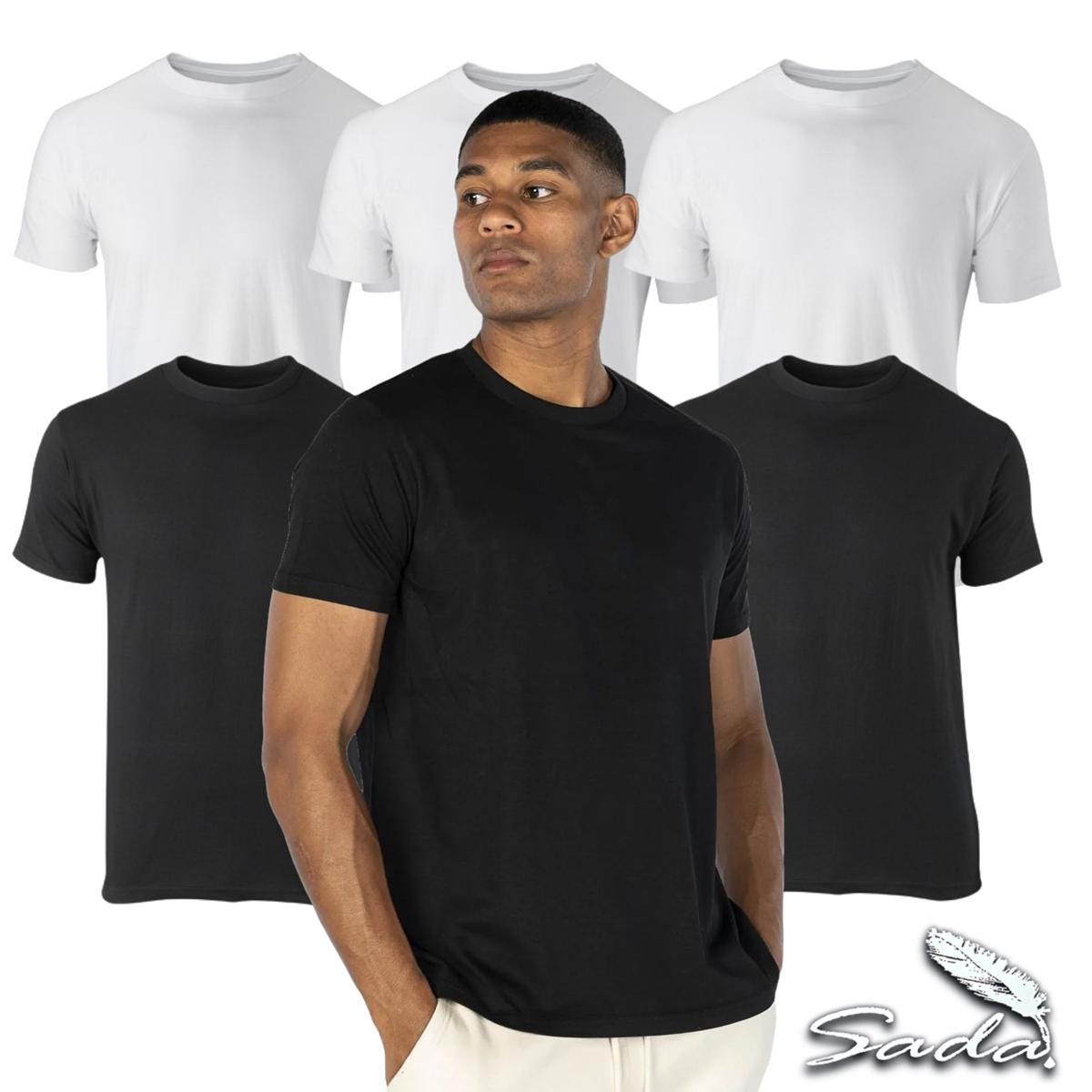 Sada T-shirt à col rond et manches courtes (6 pièces) 100 % coton