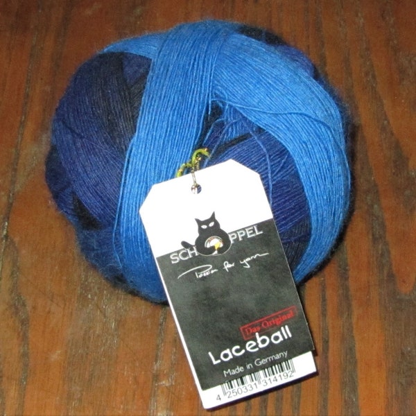 Schoppel Laceball, Wool and Acrylic Lace Weight Yarn in the Color: 2134 Blue Eyes (B2)