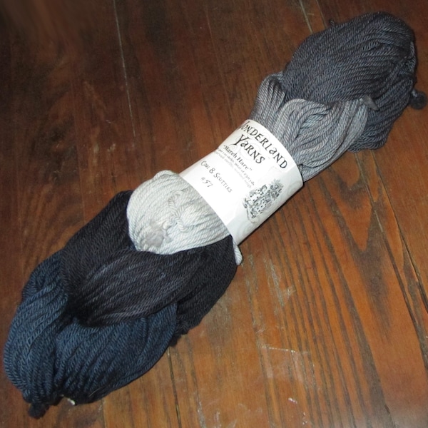 Wonderland Yarns March Hare 100% SW Worsted Weight Mini Skein Set in the Color: Coal & Scuttles #57 (B4)