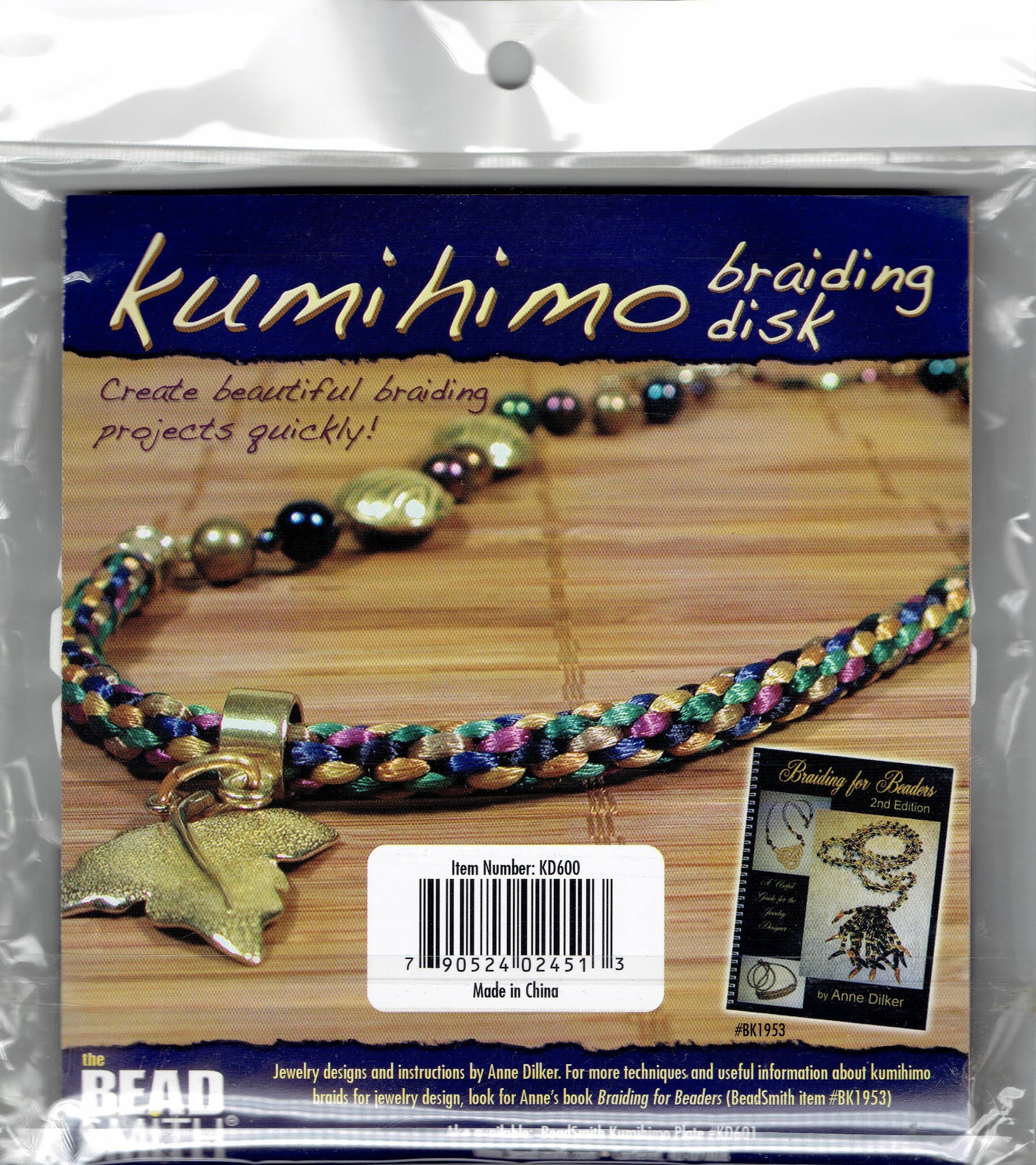 The Beadsmith Round Kumihimo Disk, 6 inch Diameter, 0.75” (20mm) Thick  Double Dense Foam, 64 Numbered Slots, Jewelry Tools for Braiding