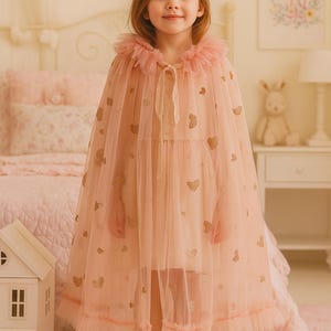 PINK HEART CAPE - kids dress up cape,sparkle cape, sequin & tulle cape, fairy cape, dress ups for little girls, toddler dress ups