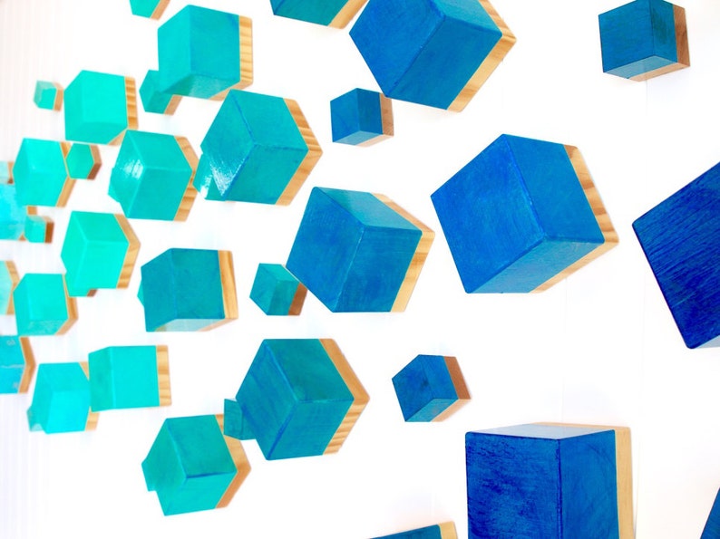 3D Art Cubes Wall Sculpture Installation Art Wood Wall Etsy