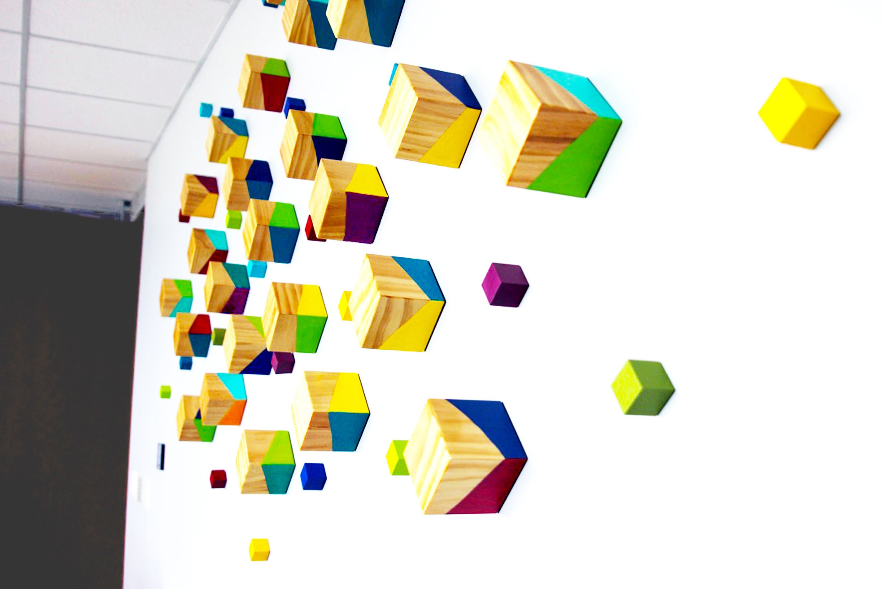 3d Wall Art Cubes Art Wall Decor Wood Wall Sculpture Etsy