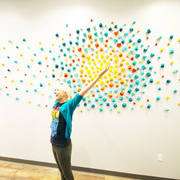 3D Wall Art Installation | Cubes | Commercial Art | Lobby Art | Wood Wall Sculpture | 3D Art Sculpture | Cube Art | Custom | Rosemary Pierce