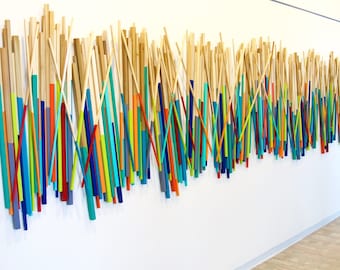 Large 3D wall art |Large Wall Sculpture |Wood Wall Art | abstract 3d art |Wood Stick Art | Large Office Art |Stick Wall Art |Rosemary Pierce
