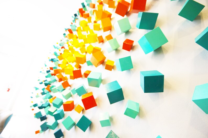 3D Wall Art Installation Cubes Commercial Art Lobby Art | Etsy