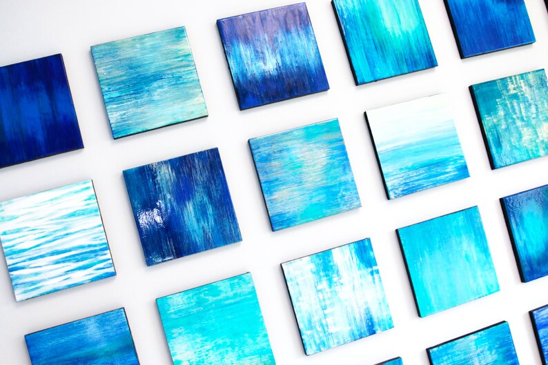 Blue Wall Art Wood Wall Art Modern Wall Sculpture Abstract Painting