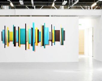 Modern Geometric Wall Art | Abstract Art | Wood Wall Sculptures | Custom Artwork | Corporate Art | 3D Wall Art | Soundwave | Rosemary Pierce