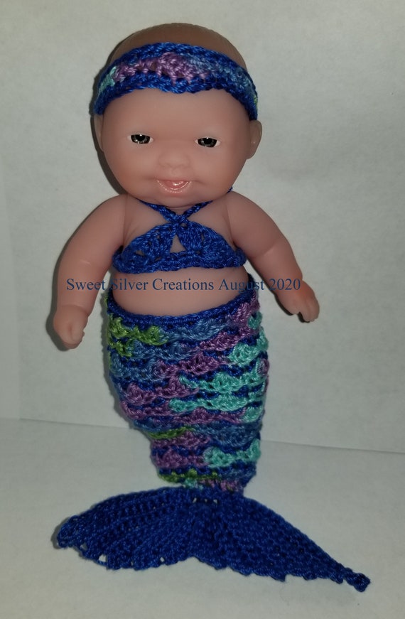Crochet Pattern 5.5 inch Berenguer Lots to love Itsy Bitsy Baby Mermaid