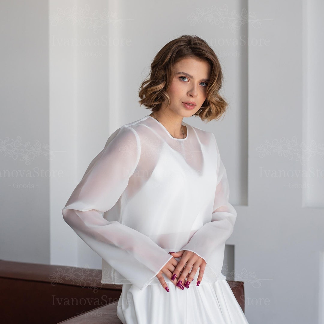 Bridal Topper Long Sleeve, Wedding Dress Cover Up, Wedding Gown Topper ...