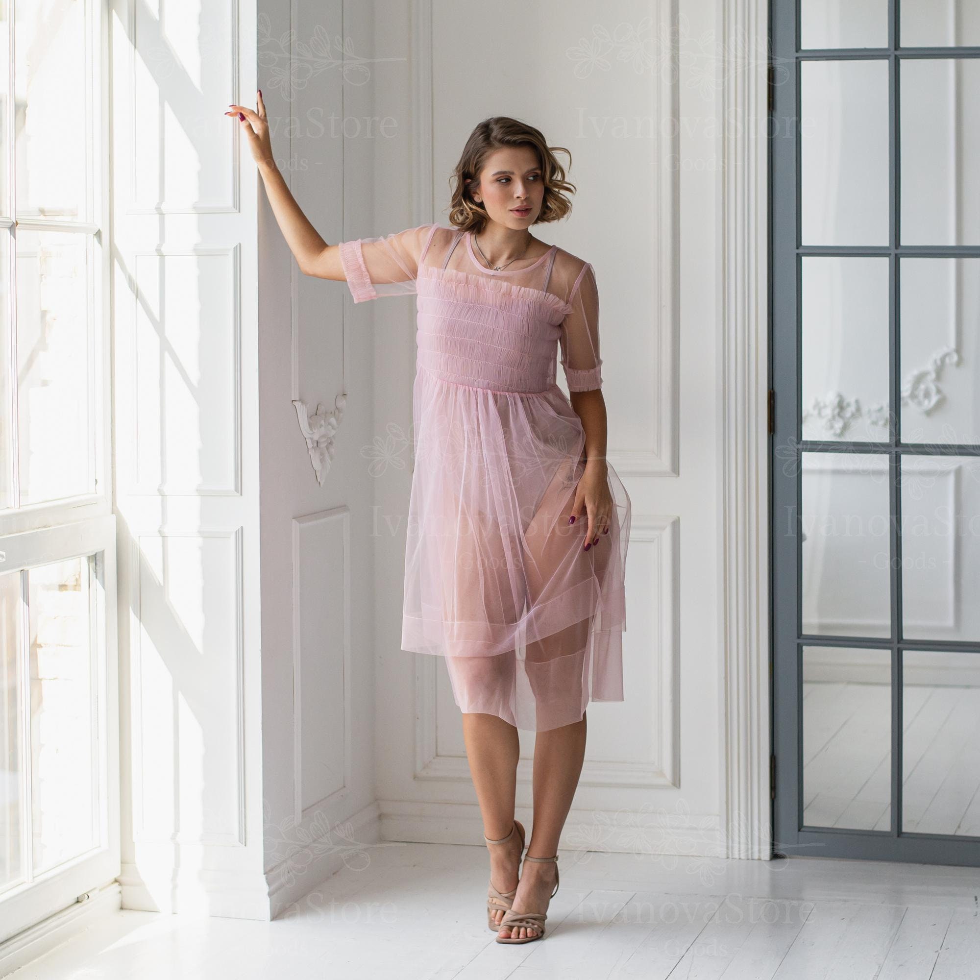 Sheer Pink Dress Etsy