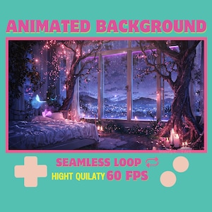 Cozy Magical Animated Vtuber Background | Seamless Loop 60FPS Twitch Stream Overlay | Lofi Room Video Wallpaper for OBS & YouTube
