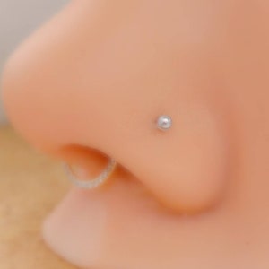 Tiny Pearl Nose Bone • Faux Pearl & Surgical Steel Nose Stud • Tiny Pearl Stud • 2mm Pearl Nose Stud • Dainty and Subtle Nose Jewelry