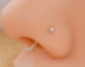 Tiny Pearl Nose Bone • Faux Pearl & Surgical Steel Nose Stud • Tiny Pearl Stud • 2mm Pearl Nose Stud • Dainty and Subtle Nose Jewelry