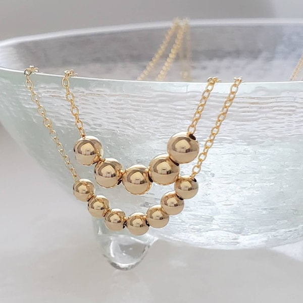 Floating Bead Necklace • Delicate Gold Necklace • Multiple Bead Necklace • Customize • Personalize • Dainty Jewelry • Minimalist Style