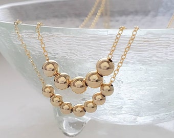 Floating Bead Necklace • Delicate Gold Necklace • Multiple Bead Necklace • Customize • Personalize • Dainty Jewelry • Minimalist Style