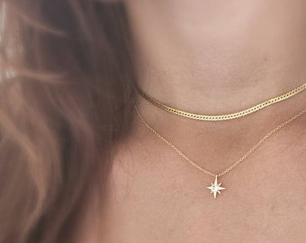 Tiny Polaris Necklace • North Star Charm • Dainty Gold Pendant • Diamond CZ Accent • Graduation Gift • Layering Necklace • Celestial Charm