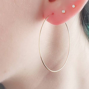 Thin Gold Hoops • Delicate Hoop Earrings • Large Gold Hoops • Simple Jewelry • Modern • Minimalist • Gift For Her • Waterproof