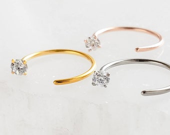 SPARKLE Hug Hoops • Thin CZ Hoops • Open Skinny Hoop • Modern Hoop Earrings • Tiny Hug Hoops • Dainty Earrings • 20g