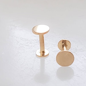 14K Gold Flat Back Studs • Comfort Studs • Sleep In Earrings • Push In Flat Back • Ear Stack • Multiple Piercings • 18g • Fine Body Jewelry