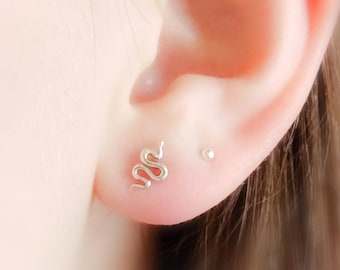 Tiny Snake Studs • Silver Snake Earrings • Small Stud Earrings • Little Snakes • Delicate Post Earrings • Snake Jewelry • Serpent Studs