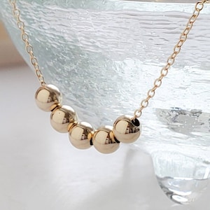 14K Gold Floating Bead Necklace • Delicate Gold Necklace • Multiple Bead Necklace • Customize • Personalize • Dainty Jewelry • Minimalist