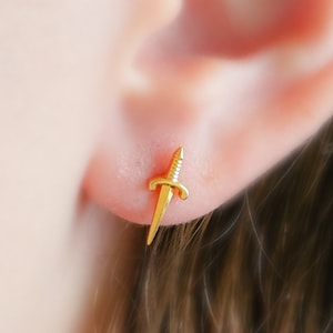 Nap In Dagger Studs • Comfort Fit Flat Backs • Implant Grade Titanium • 18 Gauge • Gift For Her • Knife Studs • Katana Jewelry