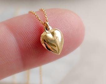 Sweetheart Necklace • Tiny Puffy Heart Charm • Dainty Heart Jewelry • Gift for Girlfriend • Valentine’s Day Necklace • Love Token